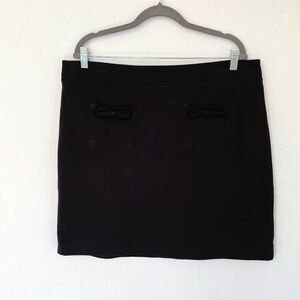 CeCe Size 16W Black Mini Skirt Lined Bow Tie Pockets